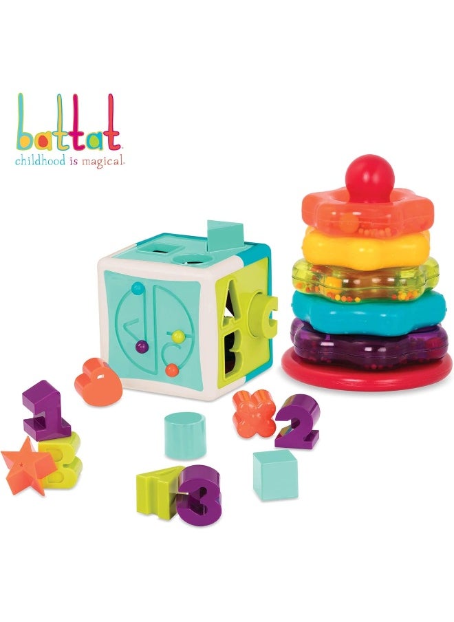 Shape Sorter Cube Sorting Toy For Learning Shapes, Letters, Numbers 12 Pcs Educational Activity Cube With Bead Maze Toddlers, Kids 2 Years +, Multi