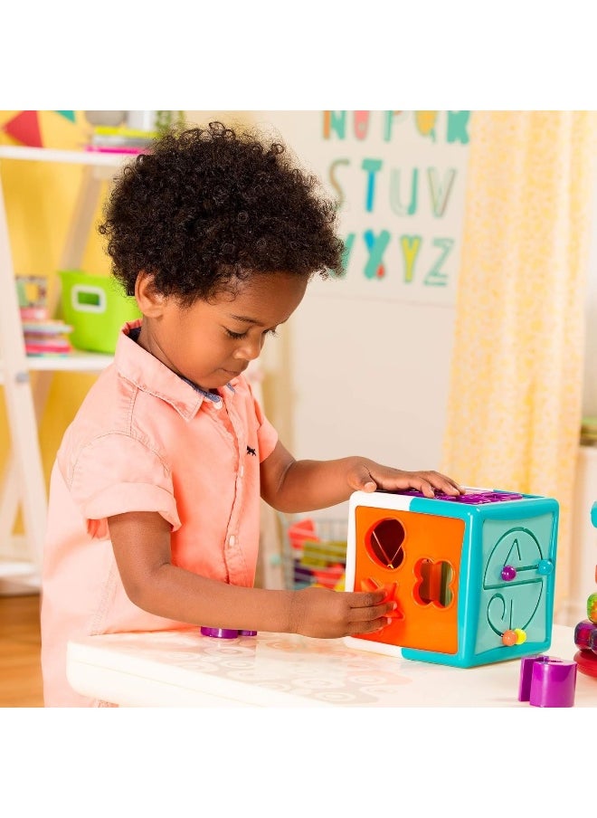 BATTAT Shape Sorter Cube Sorting Toy For Learning Shapes, Letters, Numbers 12 Pcs Educational Activity Cube With Bead Maze Toddlers, Kids 2 Years +, Multi  - Image 3