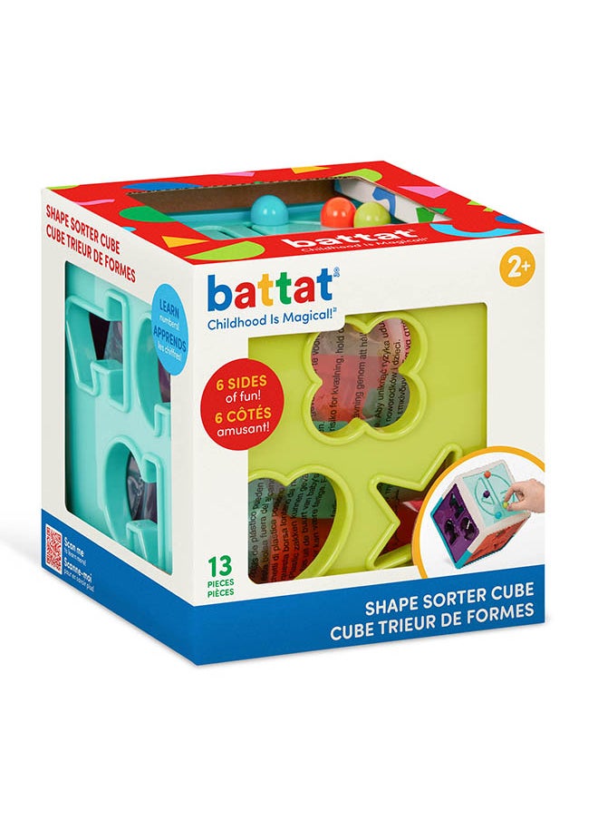 BATTAT - Shape Sorter, Cube Sorting Toy for Learning Shapes, Letters & Numbers, Educational Activity Cube with Bead Maze Toddlers, Pre School Toys, Best Gift Toys for Babies & Toddlers - Image 1
