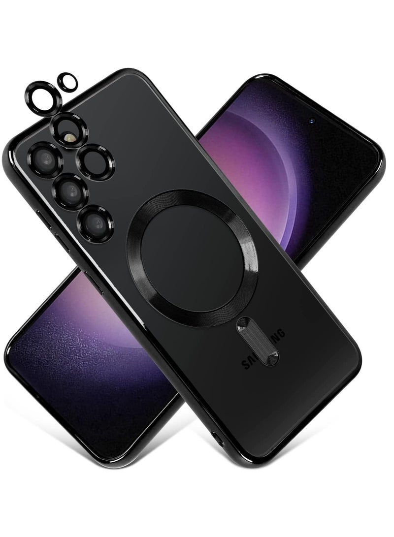 MIGOFAST Galaxy S24 Magnetic Case Compatible with MagSafe  Luxury Plating Design Galaxy S24 Case with Camera Lens Protector Soft TPU Bumper for Samsung Galaxy S24  Black - Image 1