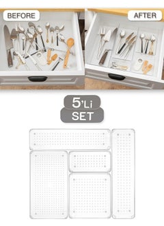 Boz House Set of 5 Modular Drawer Organizer, Bathroom Makeup and Jewelry Organizer  - Image 1