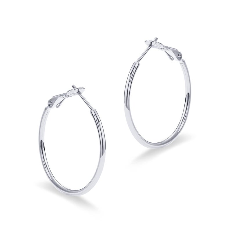 PAVOI 14K Gold Plated 925 Sterling Silver Post Hoops | Large Hoops Earring | Lightwight Gold Hoop Earrings for Women (White Gold,30mm) - Image 3