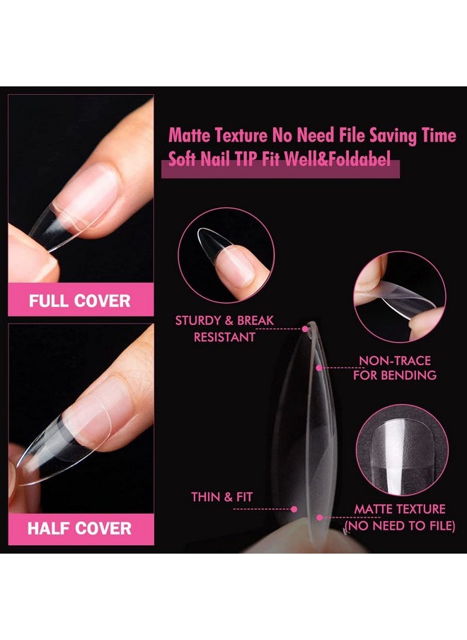 UNA GELLA - UNA GELLA Almond Gel x Nail Tips, 504PCS Pre Etched Clear Fake Nails Tips Medium Almond Shape - 12 Sizes Full Cover Soft Acrylic Press On Nail Extensions No C Curve Gift for Diy at Home - Image 1