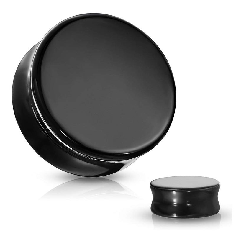 Pierced Owl Natural Black Obsidian Stone Double Flared Plug Gauges, Sold as a Pair (14mm (9/16")) - Image 2