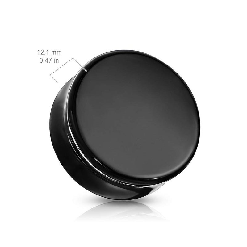 Pierced Owl Natural Black Obsidian Stone Double Flared Plug Gauges, Sold as a Pair (14mm (9/16")) - Image 3