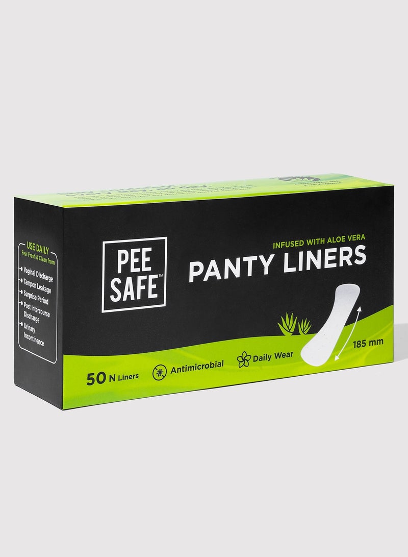 PEESAFE PeeSafe Daily Panty Liners with Aloe Vera, Curvy design for extra comfort, Cottony-Soft surface, Antibacterial, 185mm wide - 50 liners  - Image 2