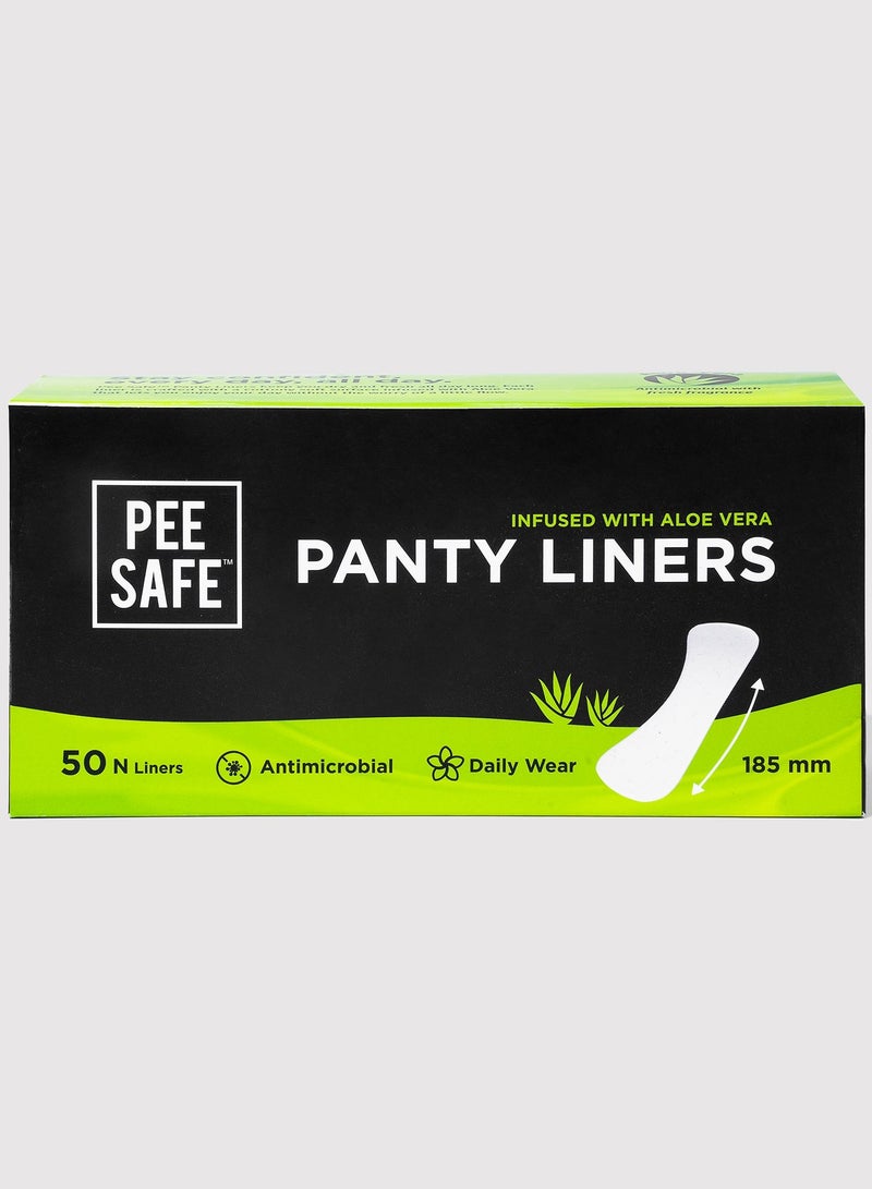 PEESAFE PeeSafe Daily Panty Liners with Aloe Vera, Curvy design for extra comfort, Cottony-Soft surface, Antibacterial, 185mm wide - 50 liners  - Image 1