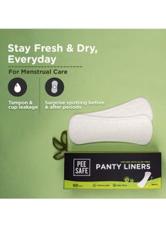 PEESAFE PeeSafe Daily Panty Liners with Aloe Vera, Curvy design for extra comfort, Cottony-Soft surface, Antibacterial, 185mm wide - 50 liners  - Image 3