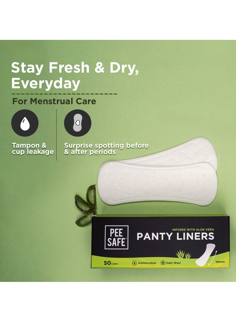 PEESAFE PeeSafe Daily Panty Liners with Aloe Vera, Curvy design for extra comfort, Cottony-Soft surface, Antibacterial, 185mm wide - 50 liners  - Image 3