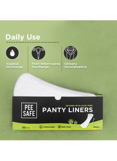 PEESAFE PeeSafe Daily Panty Liners with Aloe Vera, Curvy design for extra comfort, Cottony-Soft surface, Antibacterial, 185mm wide - 50 liners  - Image 4