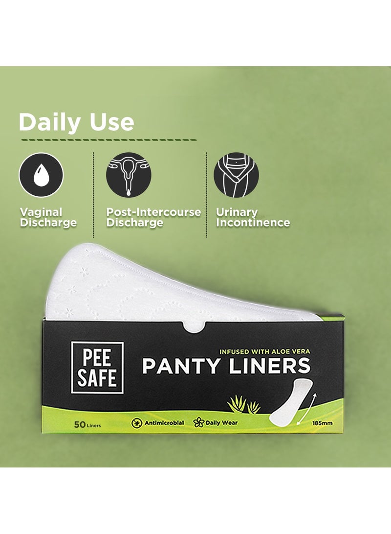 PEESAFE PeeSafe Daily Panty Liners with Aloe Vera, Curvy design for extra comfort, Cottony-Soft surface, Antibacterial, 185mm wide - 50 liners  - Image 4