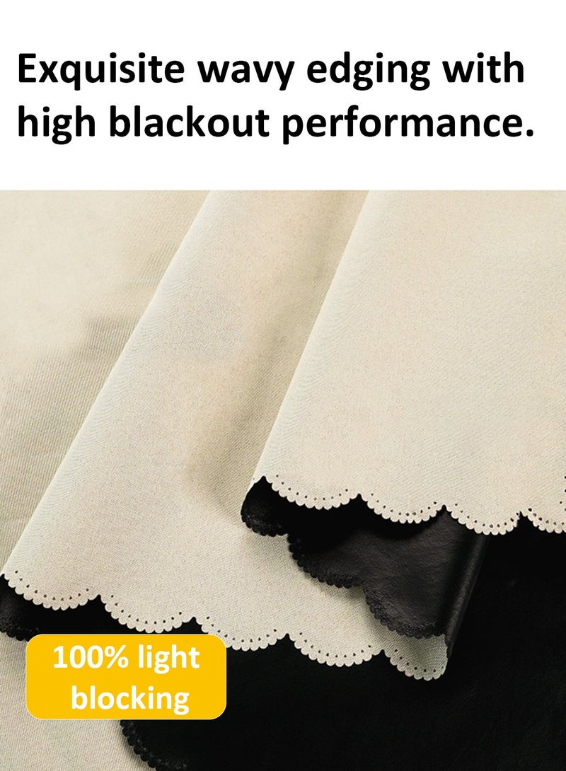 Velcro Curtains, No Drill Curtains, 100% Blackout, 1 Panel, Fits Windows 100–130 cm Wide (Dark Beige W200 × H270 cm) - Image 2