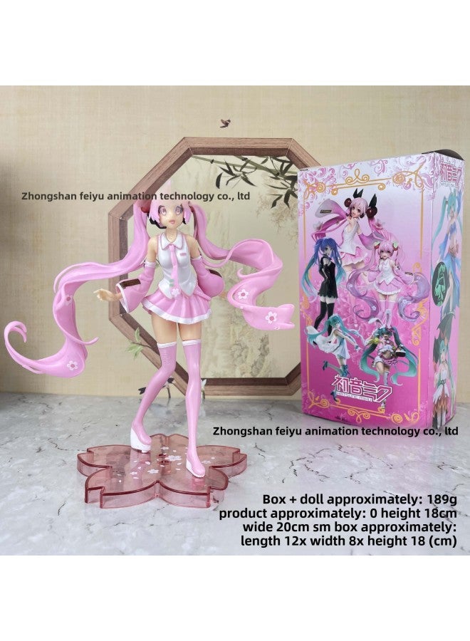 Cinnamon Dog Hatsune Miku Figure Butterfly Elf Pink Skirt Sleeping Beauty Luotianyi Ornament Beautiful Girl Gift-Color:Color Box-first Generation Standing Cherry Blossoms  - Image 1