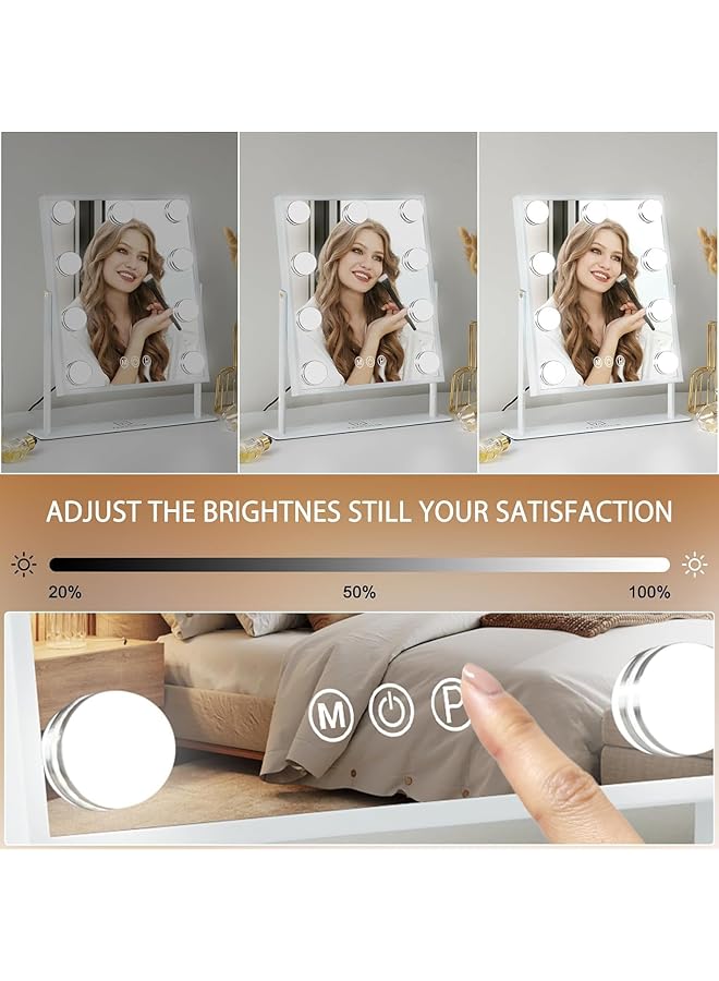 إيروريكس مرآة زينة مع أضواء مرآة مكياج هوليوود المضيئة مع 9 لمبات ليد 3 ألوان ضوء قابل للفصل تكبير 10 مرات أبيض - Image 5
