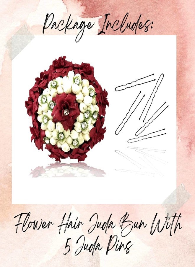 Hair Flare Artificial Butterfly Style Designed with Stoness and Pearls Bridal Hair Claw/Hairpin/Hair Bun Accessories for Women and Girls - 2457, Maroon - Image 5