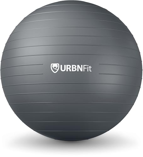 URBNFit Exercise Ball - Yoga Ball in Multiple Sizes for Yoga, Pilates, Pregnancy, Stability - Anti-Burst Swiss Balance Ball w/Quick Pump – Office Ball Chair for Home and Gym – 26 Inch - Silver - Image 1