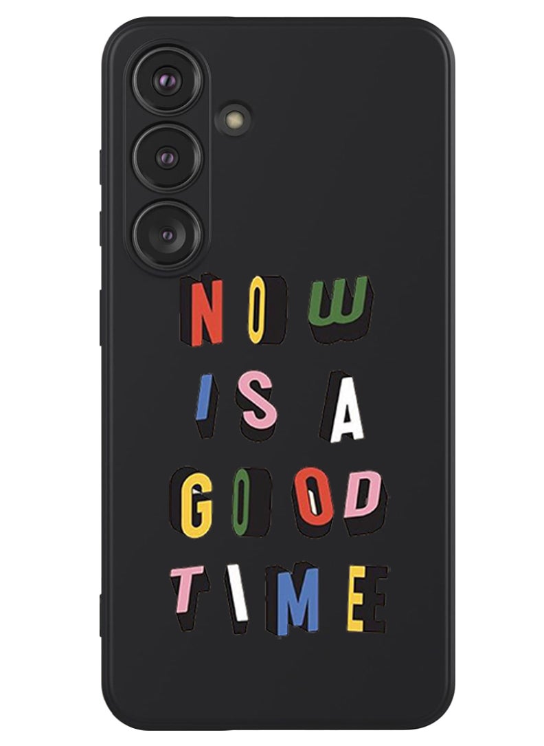 Theodor Protective Slim Fit Case Liquid Silicone Cover with Full Body Protection Anti-Scratch Shockproof Case For Samsung Galaxy S24 Plus (Black) - Good time  - Image 1