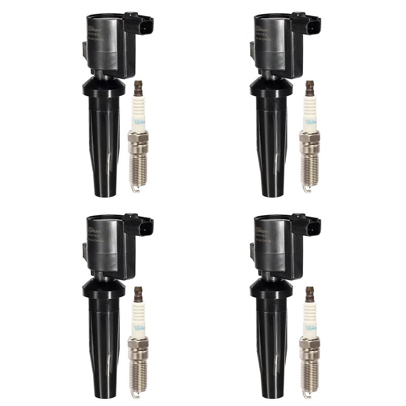 Vplus Set of 4 FD505 Ignition Coils Spark Plugs SP530Replease DG541 DG507 DG504 Compatible with 20092019 Escape Focus Tribute Mariner CMax Fusion Transit Connect MKZ Mercury 20L 25L