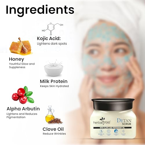 Herbal Tree De-Tan Removal Face Pack for Glowing Skin with Clove & Peppermint Oil | Removes Tan, Brightens & Evens Tone | Paraben, Sulphate & Silicone Free | for women & men (500 gm) - Image 2