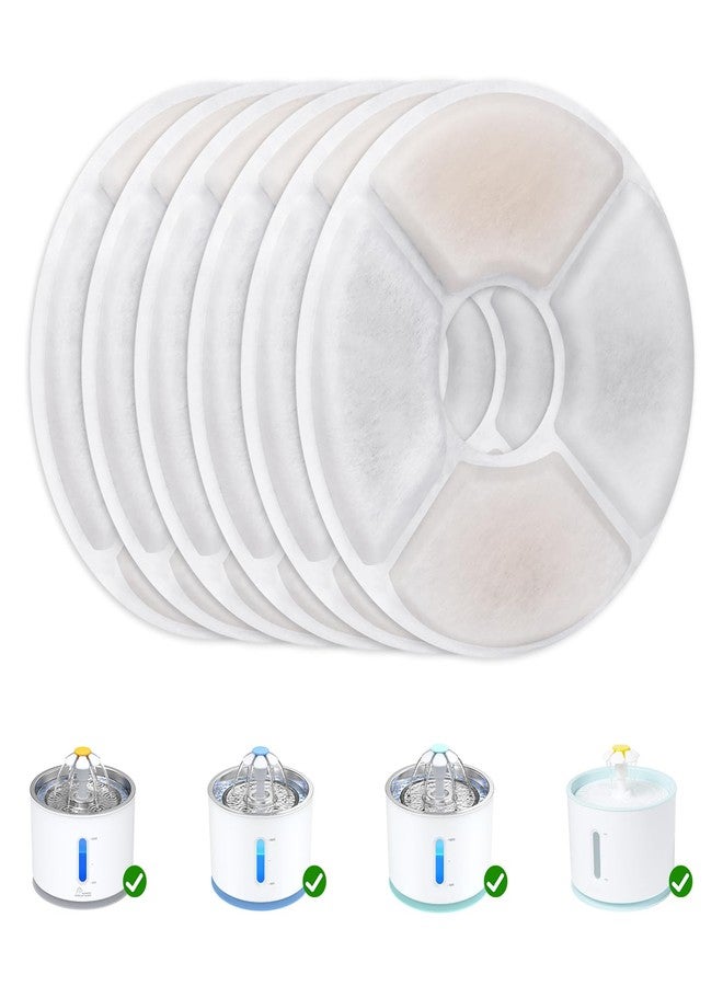 Wonder Creature Cat Water Fountain Filter Replacement, 6/8/12/16/8+4 Pack, Round Carbon Filters for 81oz/2.4L Stainless Steel Top Automatic Pet Fountain (6 Pack) - Image 1