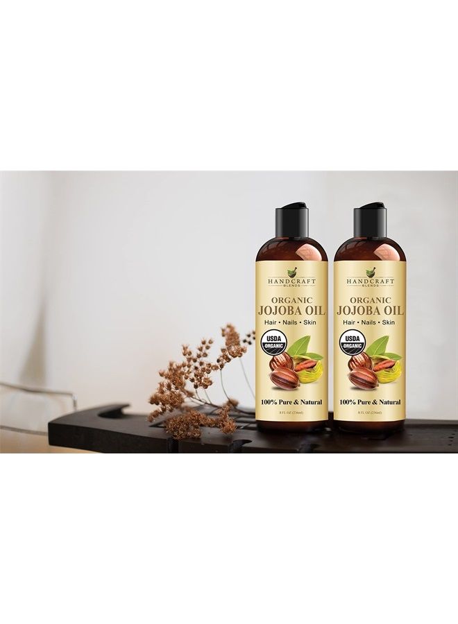 Handcraft USDA Organic Jojoba Oil 8 fl. oz – 100% Pure & Natural for Skin, Face, and Hair – Deeply Moisturizing Anti-Aging for Men and Women