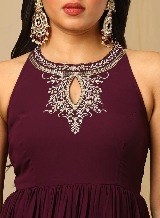 globus Zari Embroidered Keyhole Detail Fusion Maxi Dress - Image 4