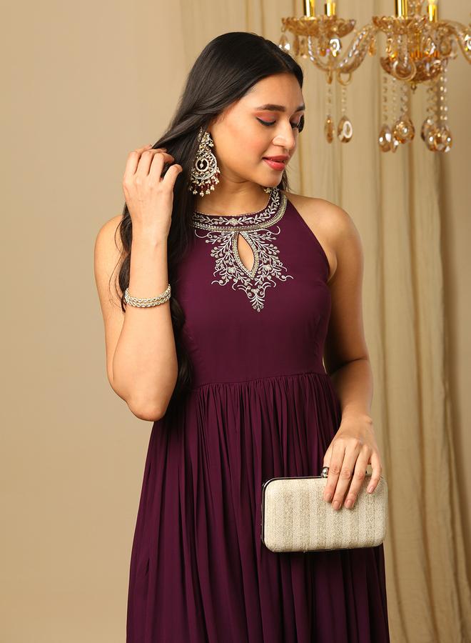 globus Zari Embroidered Keyhole Detail Fusion Maxi Dress - Image 5