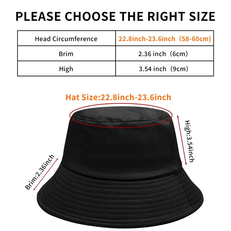 PFFY 2 Packs Bucket Hat for Women Men Cotton Hats Sun Beach Fishing Cap Black - Image 3