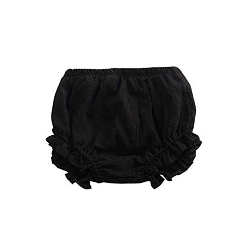 Noubeau Newborn Toddler Baby Girls Boy Kids Cotton Linen Bloomer Shorts Diaper Cover (Black, 9-12M) - Image 4