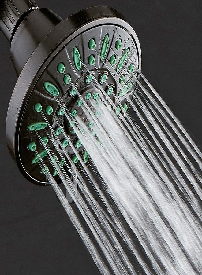 AquaDance Anti-Clog High-Pressure 6-setting Shower Head with Nozzle Protection from Growth of Grime for Stronger Shower! Oil-Rubbed Bronze Finish/Coral Green Jets - Image 2