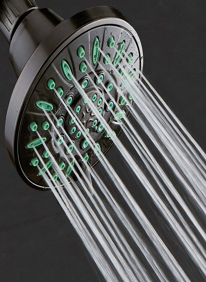 AquaDance Anti-Clog High-Pressure 6-setting Shower Head with Nozzle Protection from Growth of Grime for Stronger Shower! Oil-Rubbed Bronze Finish/Coral Green Jets - Image 3