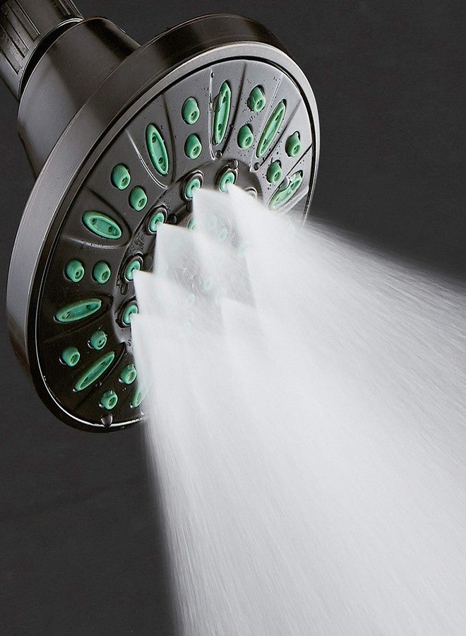 AquaDance Anti-Clog High-Pressure 6-setting Shower Head with Nozzle Protection from Growth of Grime for Stronger Shower! Oil-Rubbed Bronze Finish/Coral Green Jets - Image 5
