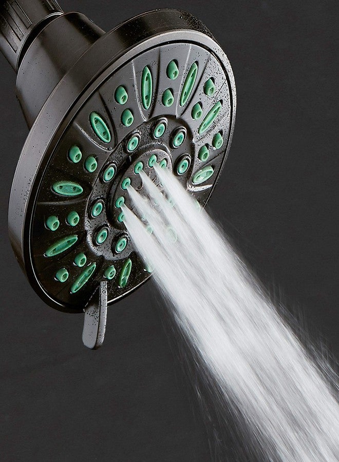 AquaDance Anti-Clog High-Pressure 6-setting Shower Head with Nozzle Protection from Growth of Grime for Stronger Shower! Oil-Rubbed Bronze Finish/Coral Green Jets - Image 4