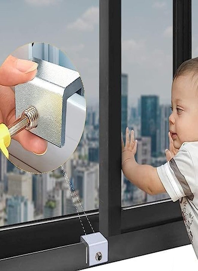 Glixon Sliding Window Locks,Baby Safety Lock // Security Window Lock Aluminum with Key // Window Stoppers for Slide Door // Adjustable Security Locks for Kids Room Hung Windows (6PC Window Lock) - Image 4