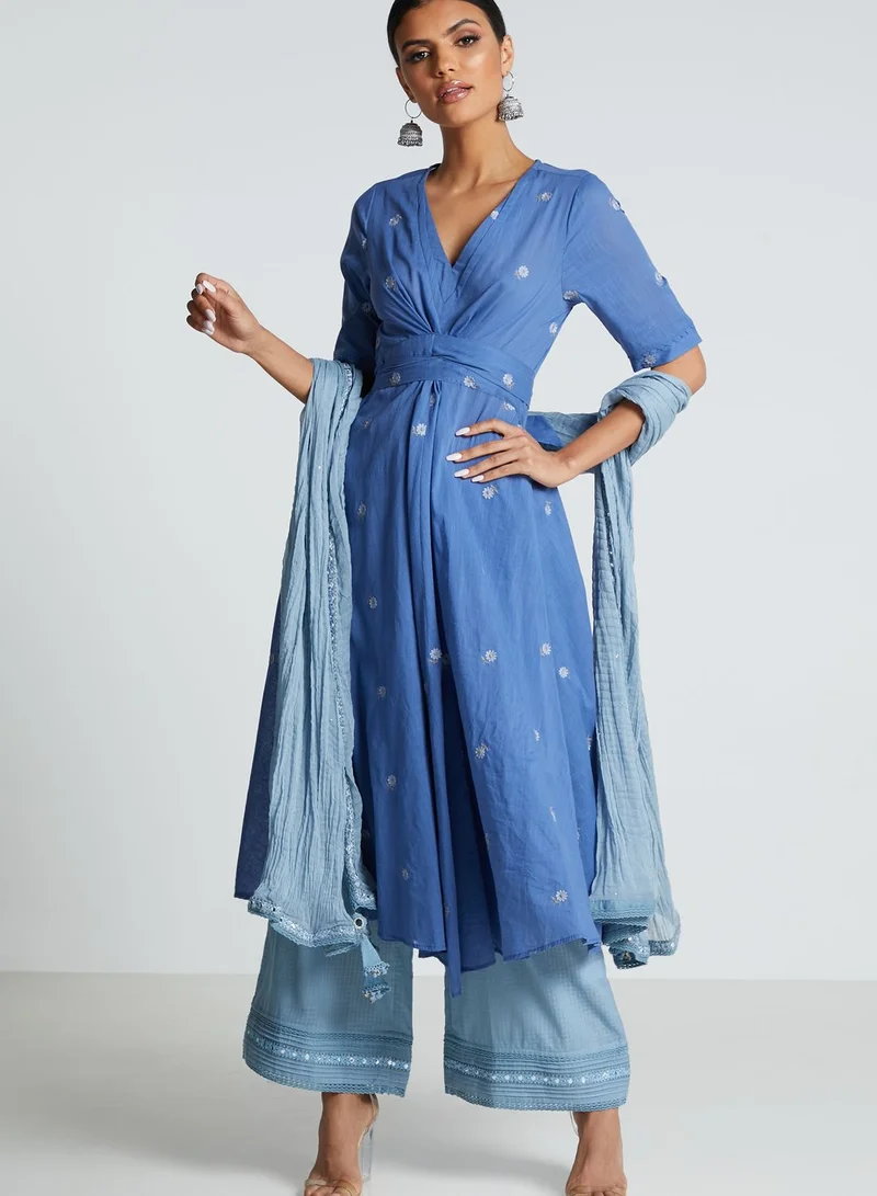 RITU KUMAR Wrap Front Printed Kurti