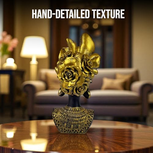 Bianco Golden Butterfly Goddess Bust Polyresin Showpiece 26 cm African Queen Figurine Black & Gold Statue for Home Decor Living Room Office Table Gift | Tabletop Decorative Showpiece - Image 4