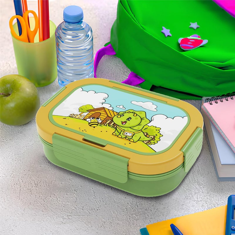 PEARL Kids Regular Plastic Bento Lunch Box - Dino Design, BPA-Free, Leakproof, Compact School Lunch Container - Image 4