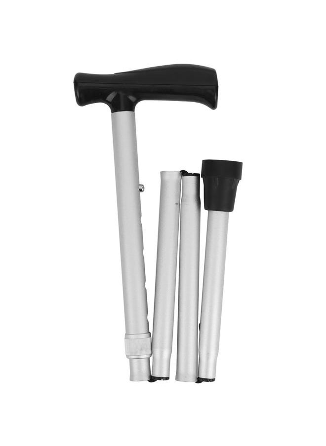 Thoraya Portable Aluminium Alloy Frosted Anti‑skid Elderly Walking Stick Multifunction Folding Ultralight TBR Handle Cane Silver White  - Image 3