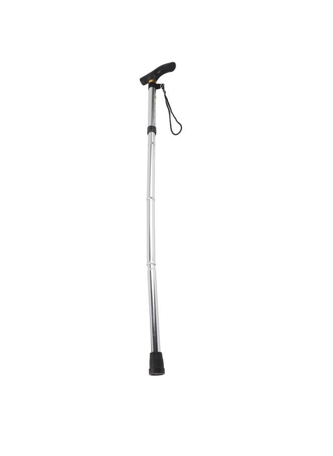 Thoraya Portable Aluminium Alloy Frosted Anti‑skid Elderly Walking Stick Multifunction Folding Ultralight TBR Handle Cane Silver White  - Image 1