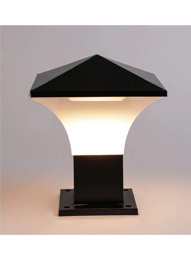 kinis Polyvinyl Chloride Modern Shape Pole Lamp/Gate Light/Outdoor Lamp/Outdoor Light/Pillar Light for Outdoor Home, Slanted Design, Black and Milky (Pack of 1, Without Bulb) - Image 2