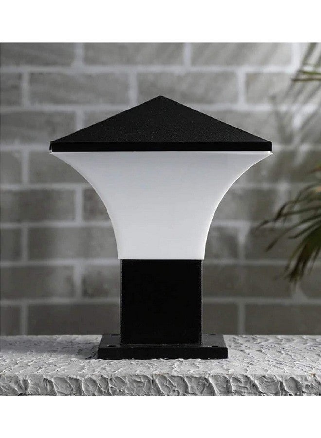 kinis Polyvinyl Chloride Modern Shape Pole Lamp/Gate Light/Outdoor Lamp/Outdoor Light/Pillar Light for Outdoor Home, Slanted Design, Black and Milky (Pack of 1, Without Bulb) - Image 3