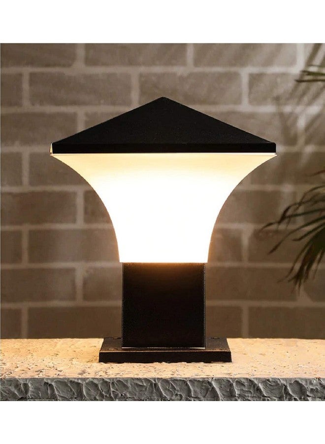 kinis Polyvinyl Chloride Modern Shape Pole Lamp/Gate Light/Outdoor Lamp/Outdoor Light/Pillar Light for Outdoor Home, Slanted Design, Black and Milky (Pack of 1, Without Bulb) - Image 1