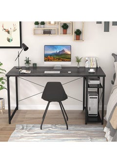 Black Office Desk Modern Style With Shelves 120 Cm