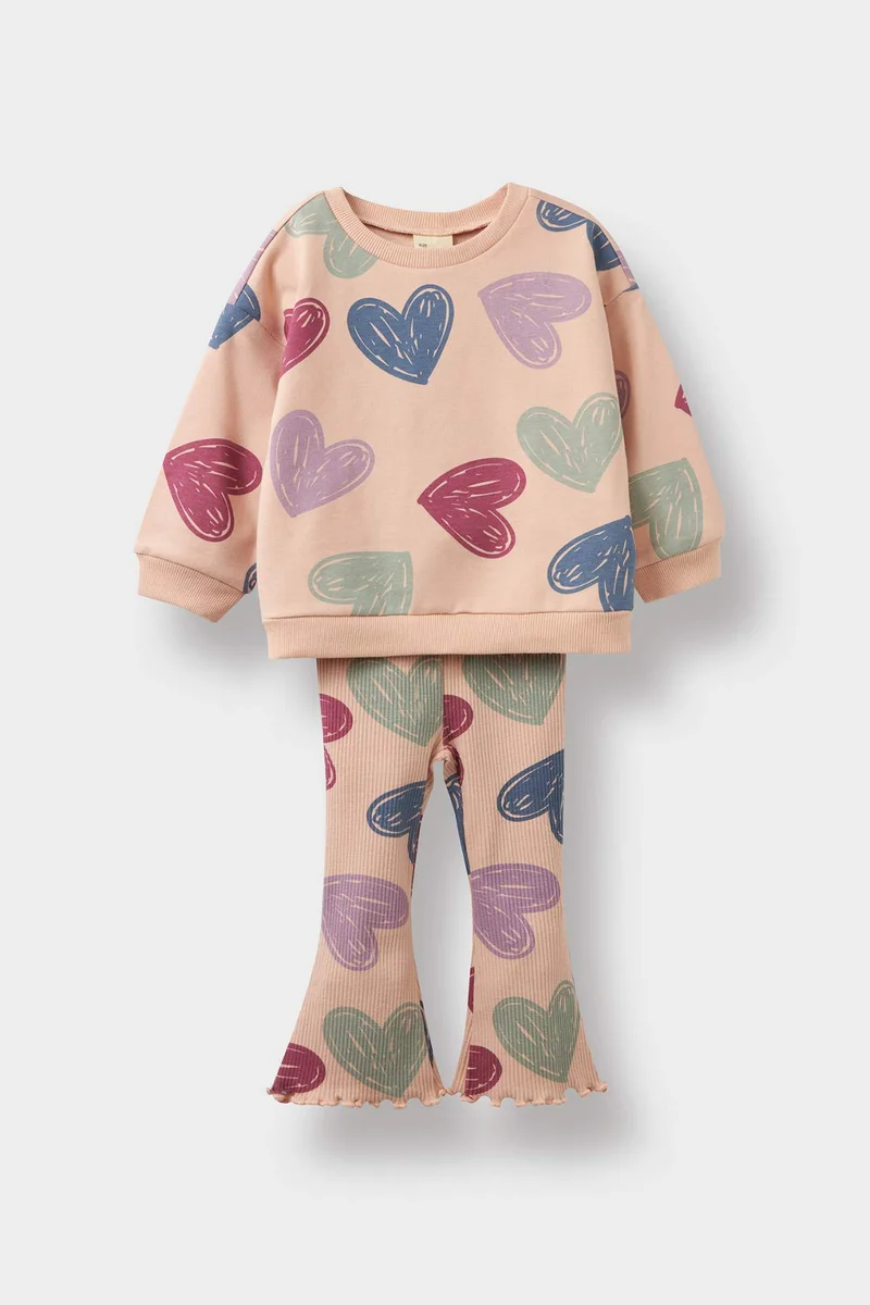 ديفاكتو Baby Girl Heart Pattern 2 Piece Set