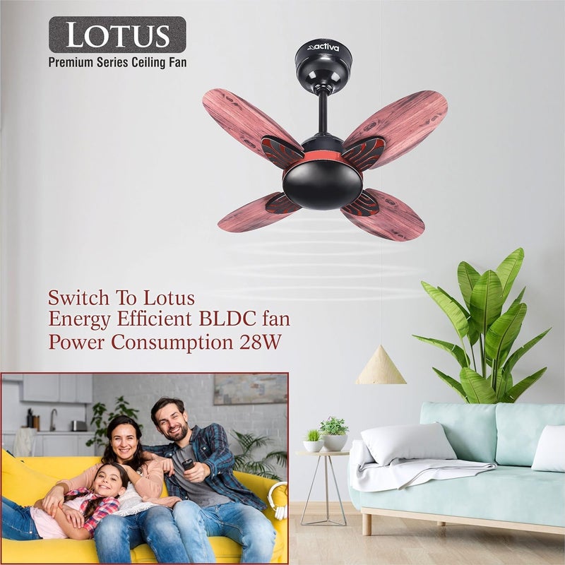Activa Premium Series Lotus 600 MM Noiseless 850 RPM High Speed BLDC Motor (28 Watts) with Remote control Wood Ceiling Fan With Wooden Finish come with 5 Years Warranty (SmokeWood) - Image 3