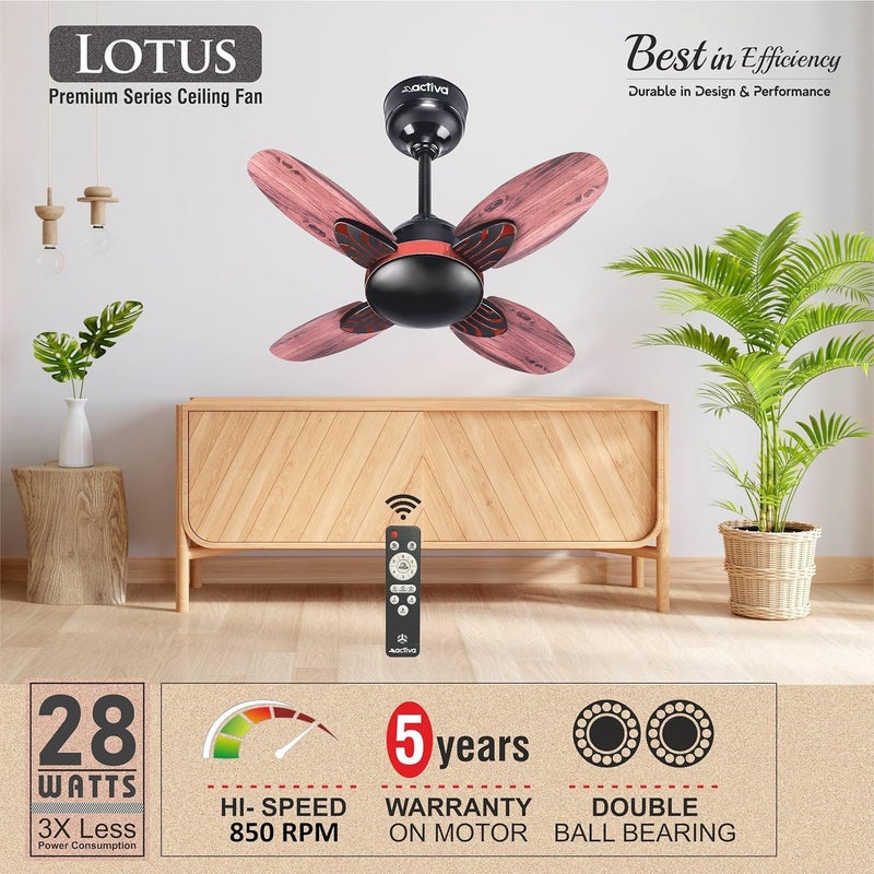Activa Premium Series Lotus 600 MM Noiseless 850 RPM High Speed BLDC Motor (28 Watts) with Remote control Wood Ceiling Fan With Wooden Finish come with 5 Years Warranty (SmokeWood) - Image 4