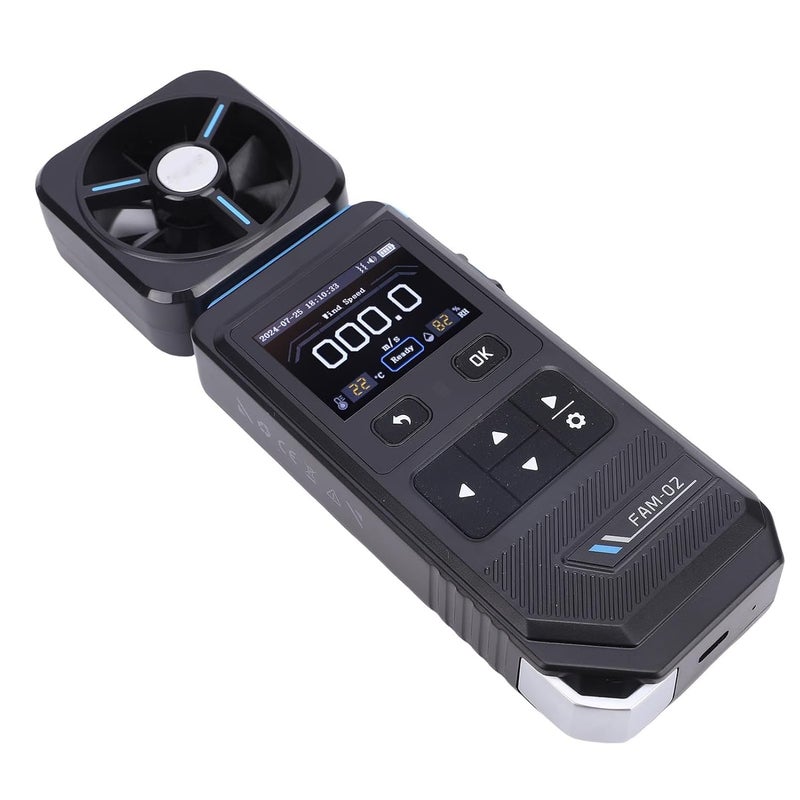 مقياس سرعة الرياح الرقمي المحمول لقياس سرعة الهواء للمنزل والمكتب وسيارة والمروحة - Image 3