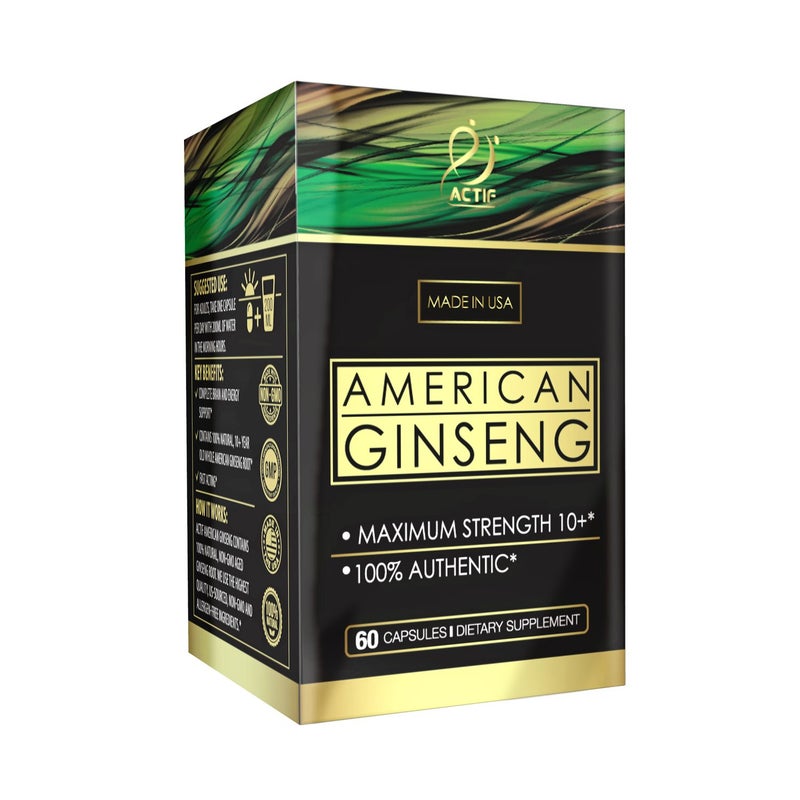 Actif American Ginseng 100 Authentic 10 Year Old Ginseng NonGMO 500mg Made in USA