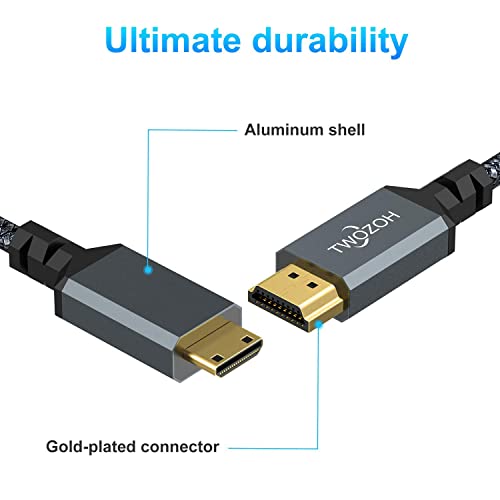 Twozoh Long Mini HDMI to HDMI Cable 15FT, High-Speed HDMI to Mini HDMI Braided Cord Support 3D 4K/60Hz 1080p 720p - Image 4