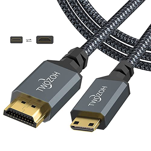 Twozoh Long Mini HDMI to HDMI Cable 15FT, High-Speed HDMI to Mini HDMI Braided Cord Support 3D 4K/60Hz 1080p 720p - Image 1